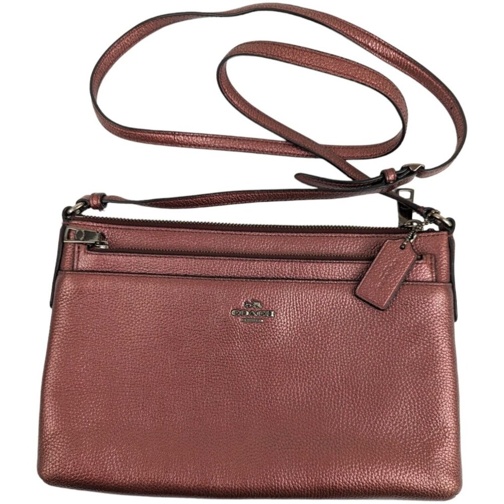 Coach 36463 Journal Crossbody Metallic Cherry Pebble Leather Red
